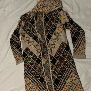 Multicolor Geometric Knit Cardigan